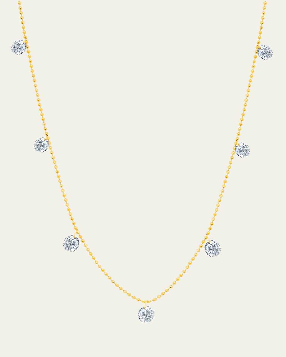 18K Yellow Gold Small Floating Diamond Necklace
